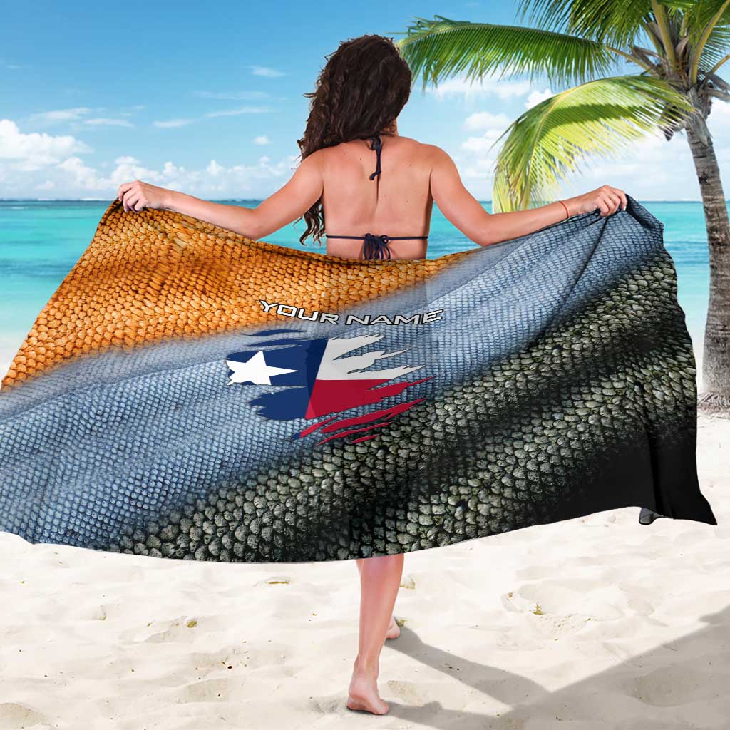 Custom Texas Flag Sarong with Ripped Effect and Fish Scale Pattern - Wonder Print Shop