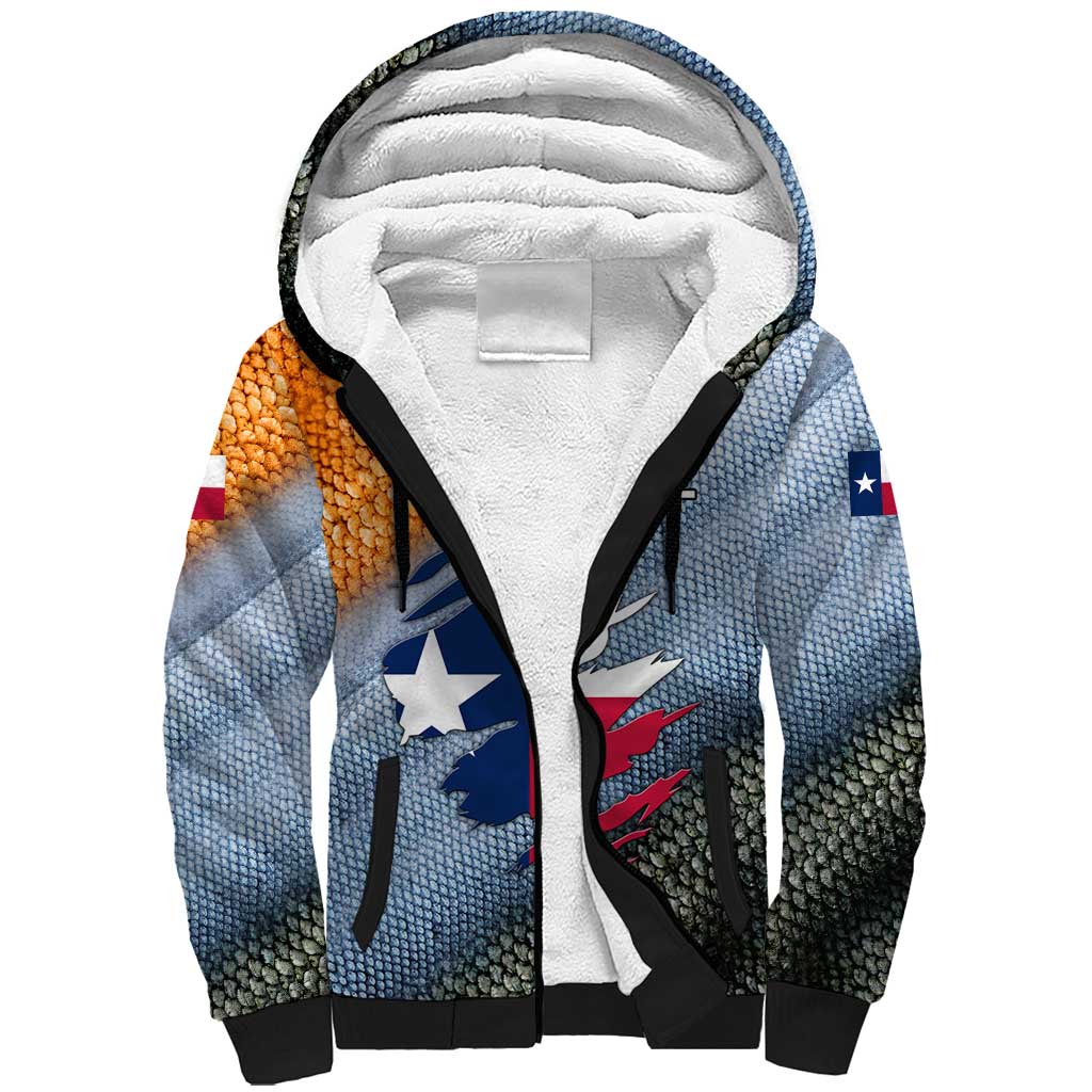 Custom Texas Flag Sherpa Hoodie with Ripped Effect and Fish Scale Pattern - Wonder Print Shop