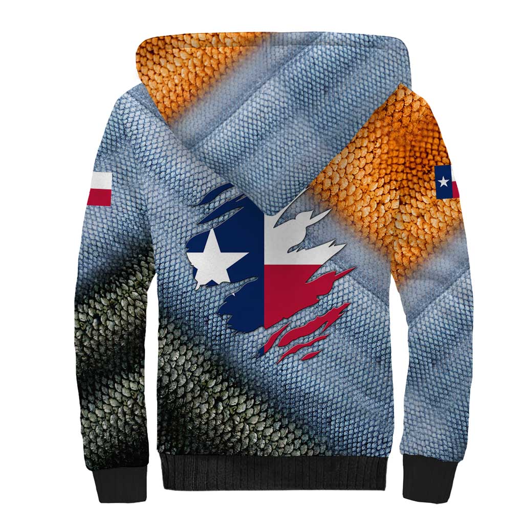 Custom Texas Flag Sherpa Hoodie with Ripped Effect and Fish Scale Pattern - Wonder Print Shop