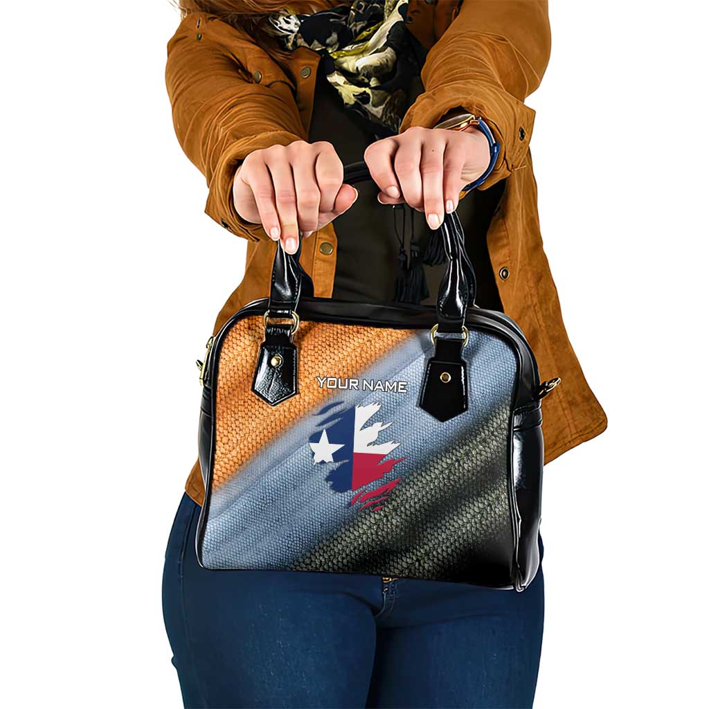 Custom Texas Flag Shoulder Handbag with Ripped Effect and Fish Scale Pattern - Wonder Print Shop