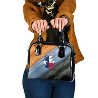 Custom Texas Flag Shoulder Handbag with Ripped Effect and Fish Scale Pattern - Wonder Print Shop