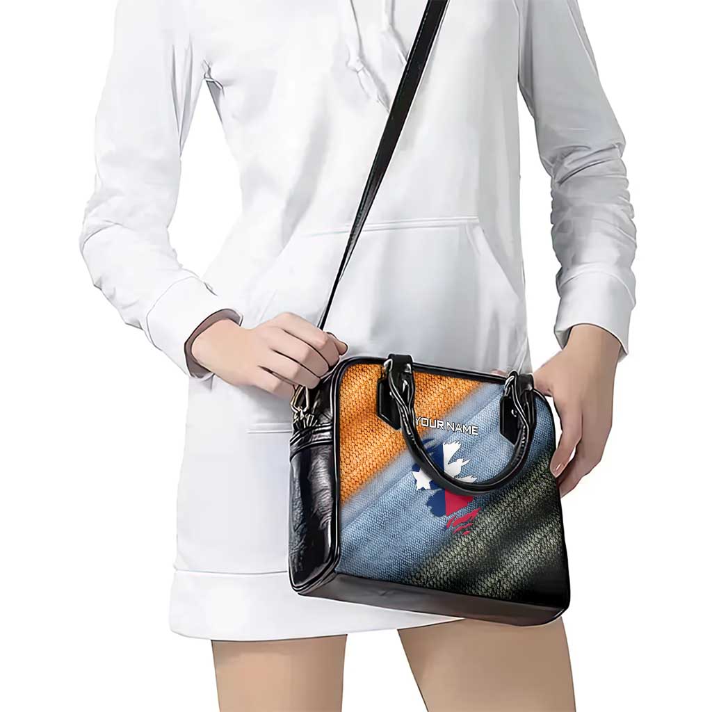 Custom Texas Flag Shoulder Handbag with Ripped Effect and Fish Scale Pattern - Wonder Print Shop