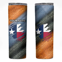 Custom Texas Flag Skinny Tumbler with Ripped Effect and Fish Scale Pattern - Wonder Print Shop