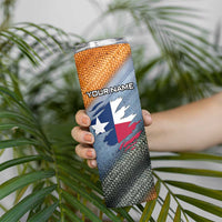Custom Texas Flag Skinny Tumbler with Ripped Effect and Fish Scale Pattern - Wonder Print Shop