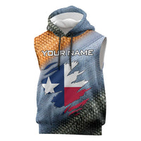Custom Texas Flag Sleeveless Hoodie with Ripped Effect and Fish Scale Pattern - Wonder Print Shop