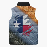 Custom Texas Flag Sleeveless Puffer Jacket with Ripped Effect and Fish Scale Pattern - Wonder Print Shop