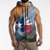 Custom Texas Flag Sleeveless Zip Hoodie with Ripped Effect and Fish Scale Pattern - Wonder Print Shop