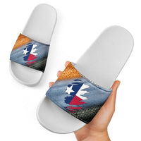 Custom Texas Flag Slide Sandals with Ripped Effect and Fish Scale Pattern - Wonder Print Shop