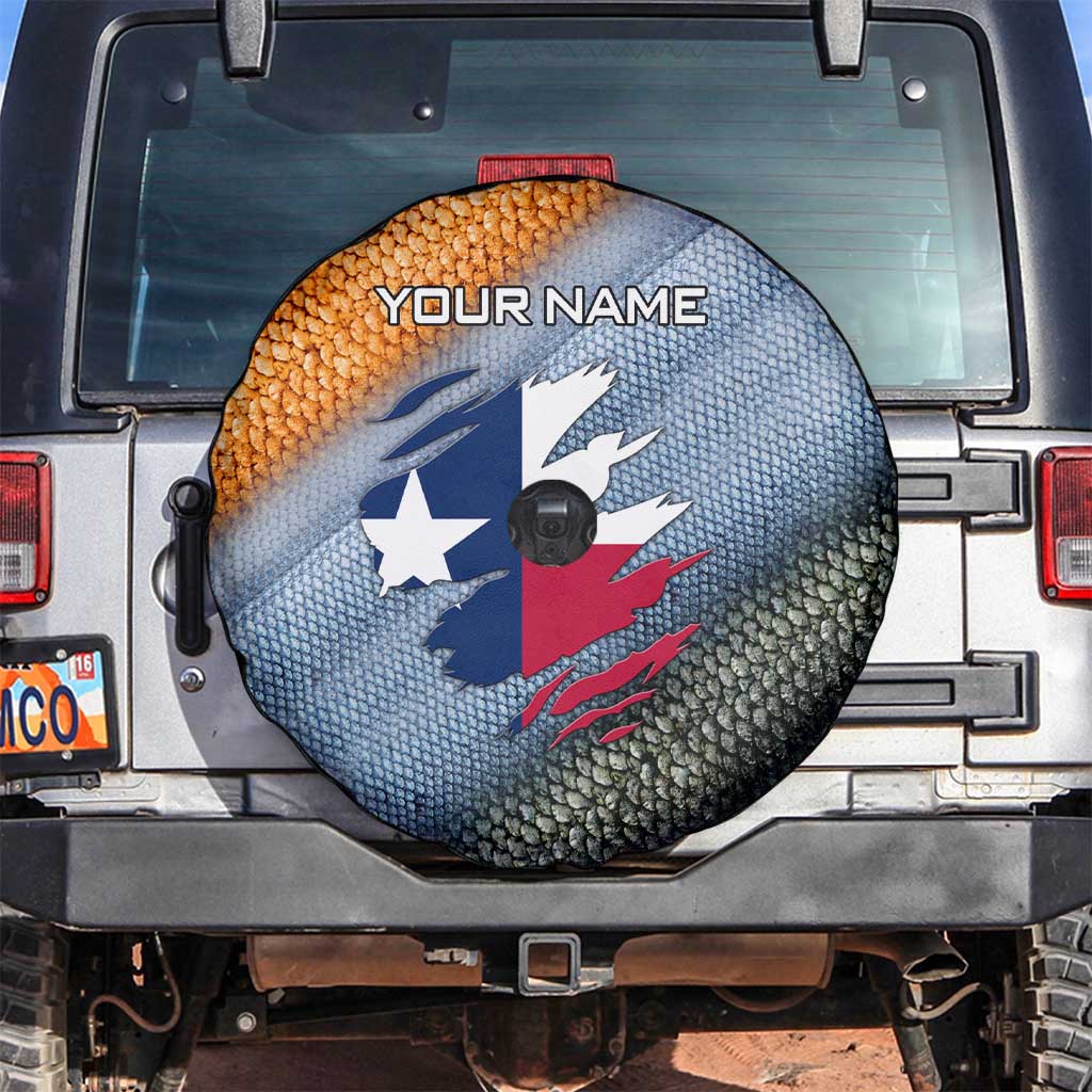 Custom Texas Flag Spare Tire Cover with Ripped Effect and Fish Scale Pattern - Wonder Print Shop