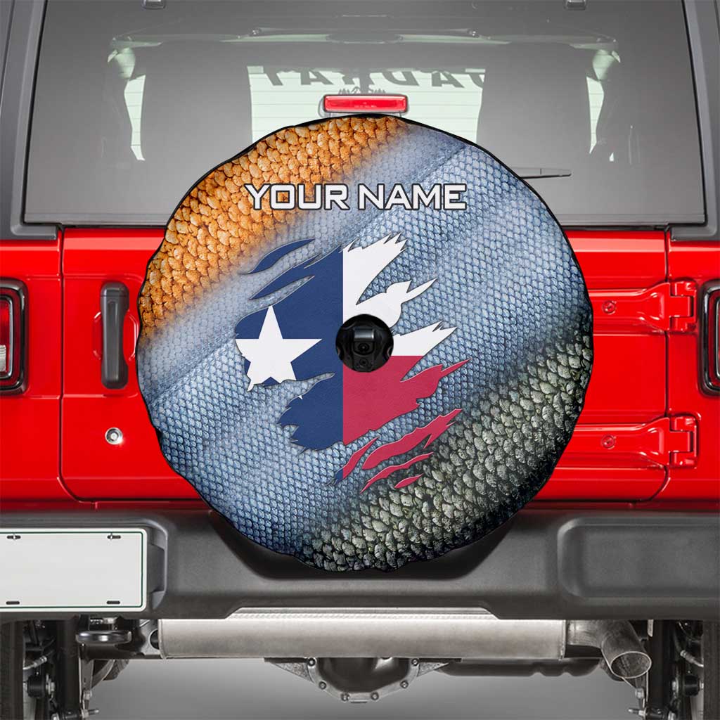 Custom Texas Flag Spare Tire Cover with Ripped Effect and Fish Scale Pattern - Wonder Print Shop