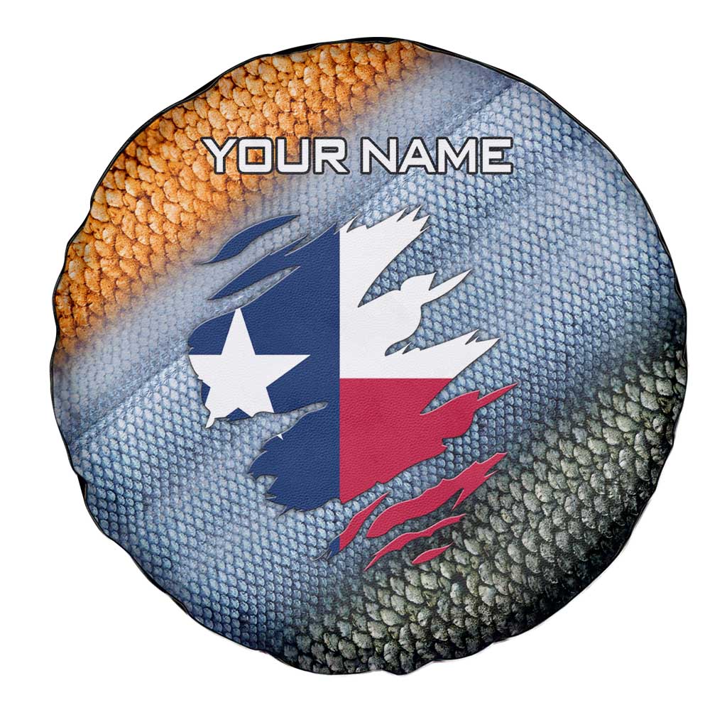 Custom Texas Flag Spare Tire Cover with Ripped Effect and Fish Scale Pattern - Wonder Print Shop