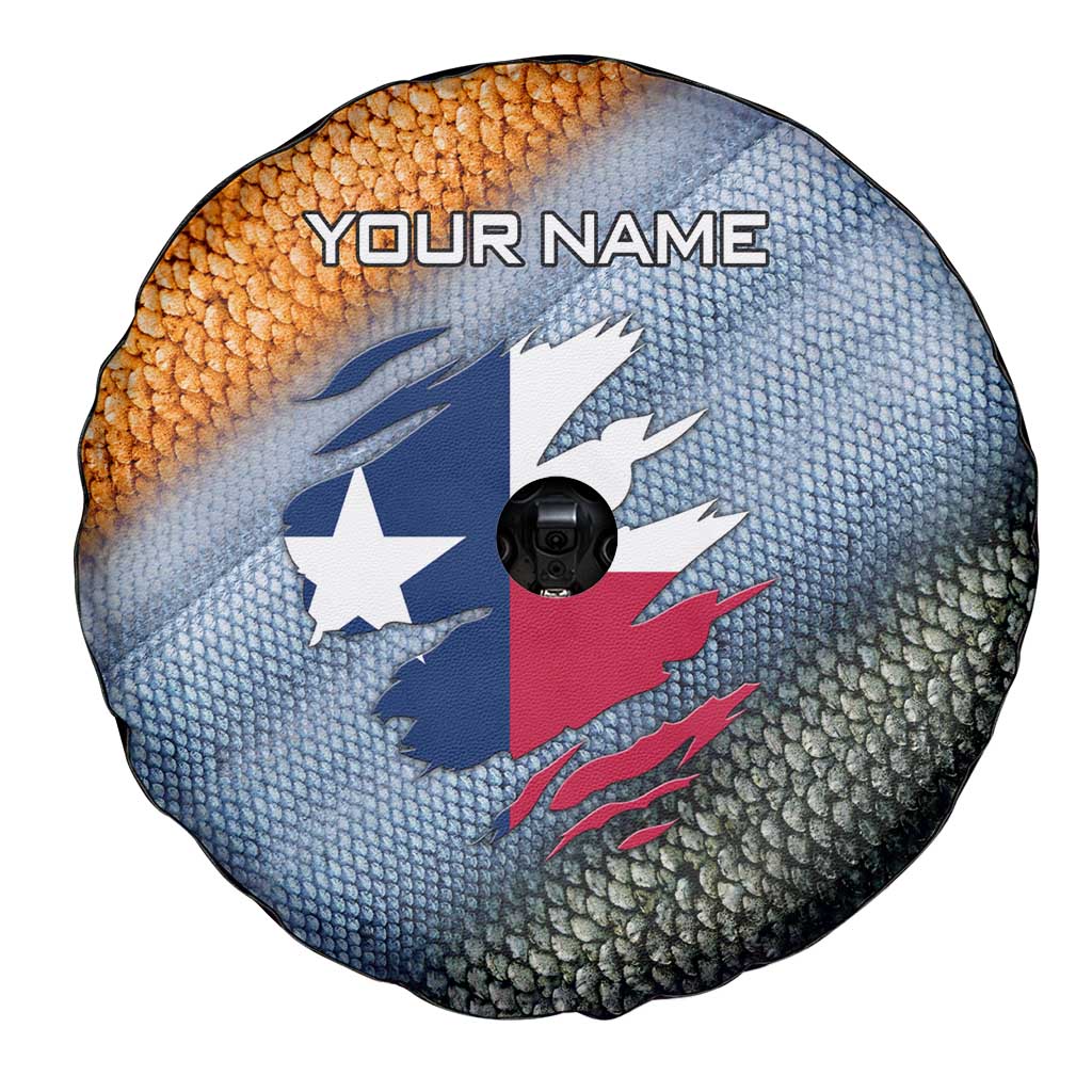 Custom Texas Flag Spare Tire Cover with Ripped Effect and Fish Scale Pattern - Wonder Print Shop