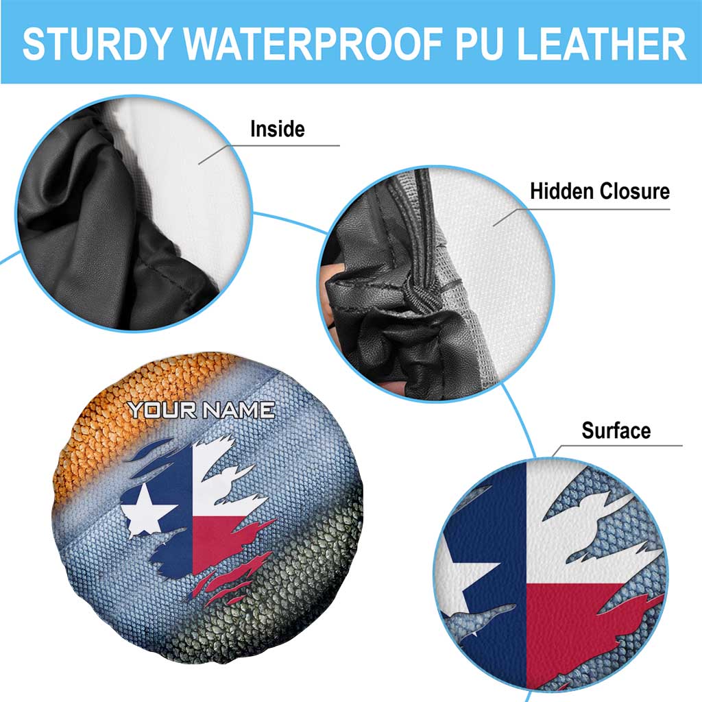 Custom Texas Flag Spare Tire Cover with Ripped Effect and Fish Scale Pattern - Wonder Print Shop