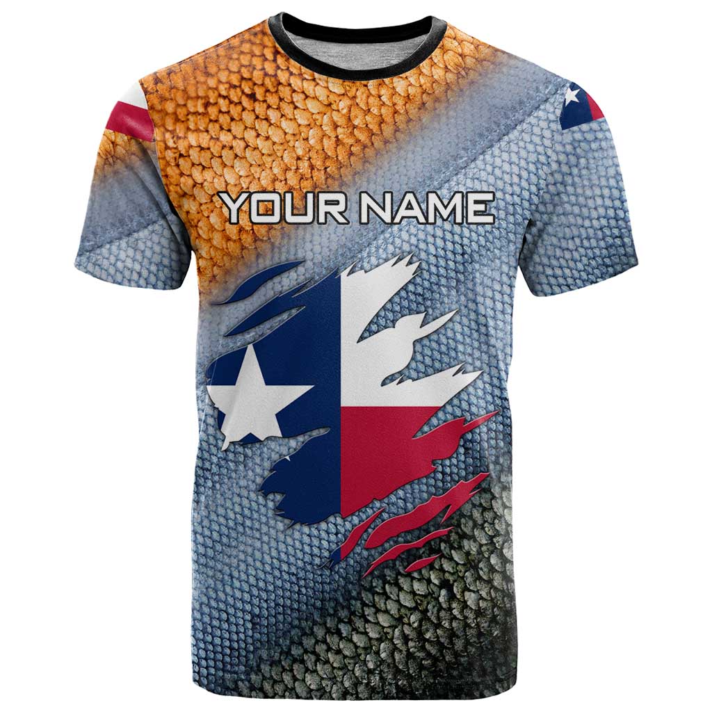 Custom Texas Flag T Shirt with Ripped Effect and Fish Scale Pattern - Wonder Print Shop