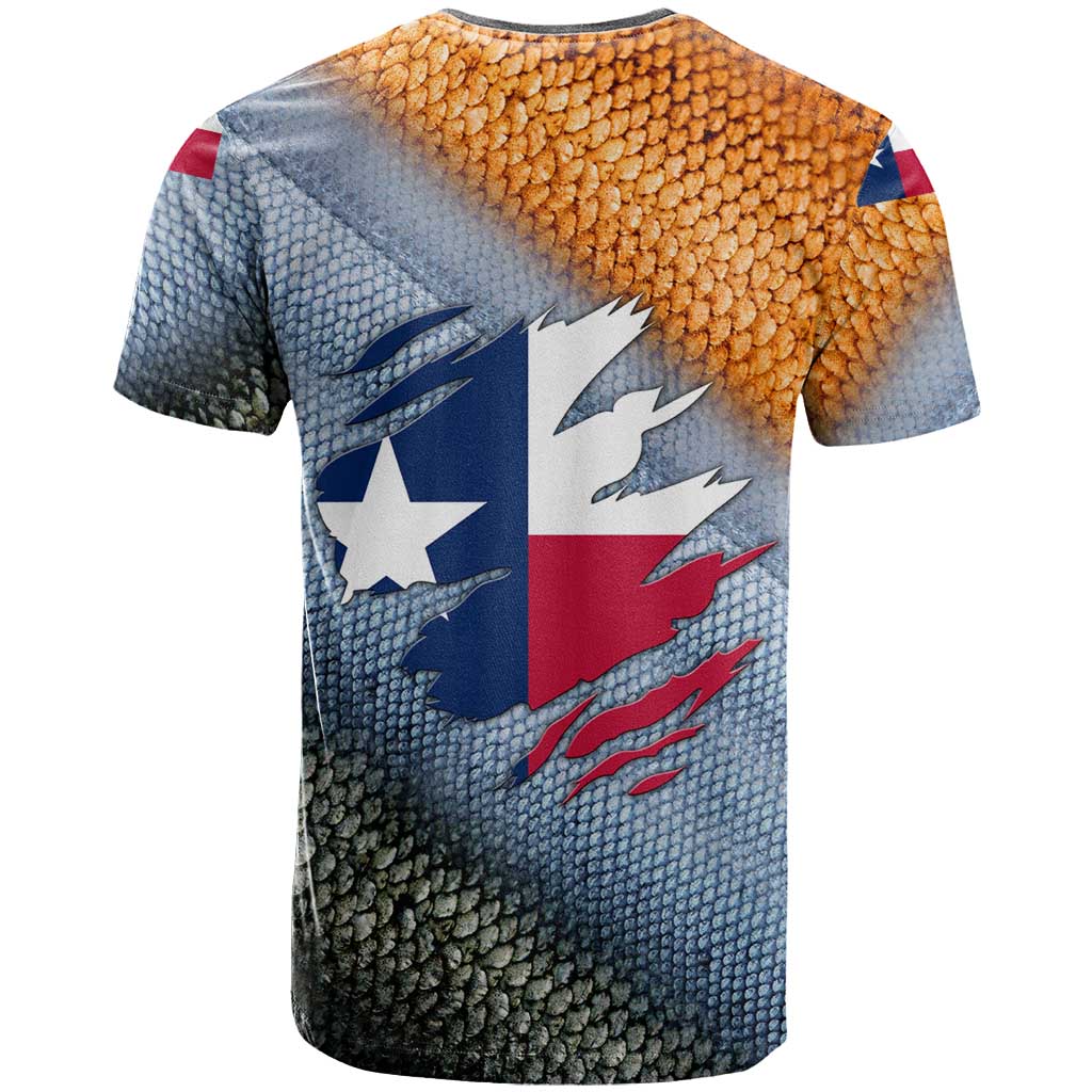 Custom Texas Flag T Shirt with Ripped Effect and Fish Scale Pattern - Wonder Print Shop