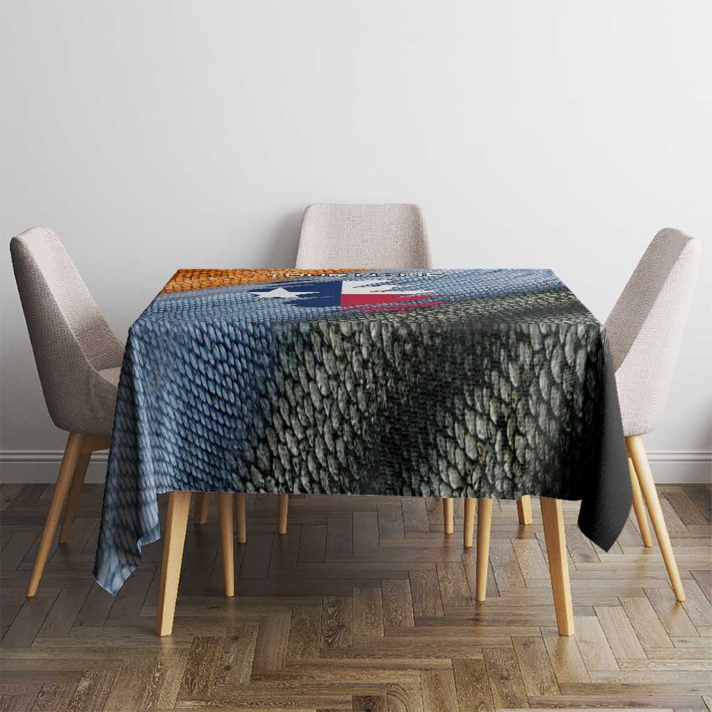 Custom Texas Flag Tablecloth with Ripped Effect and Fish Scale Pattern - Wonder Print Shop
