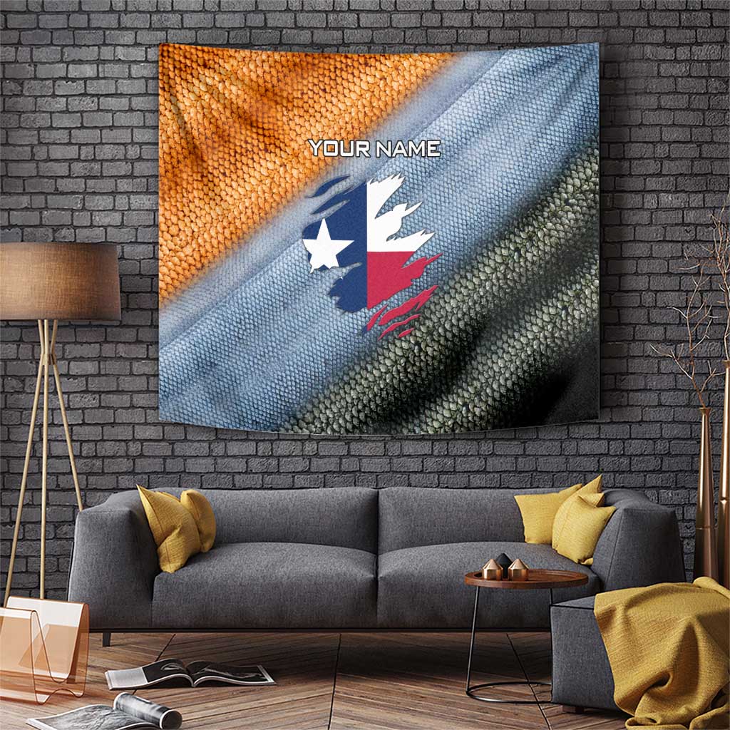 Custom Texas Flag Tapestry with Ripped Effect and Fish Scale Pattern - Wonder Print Shop