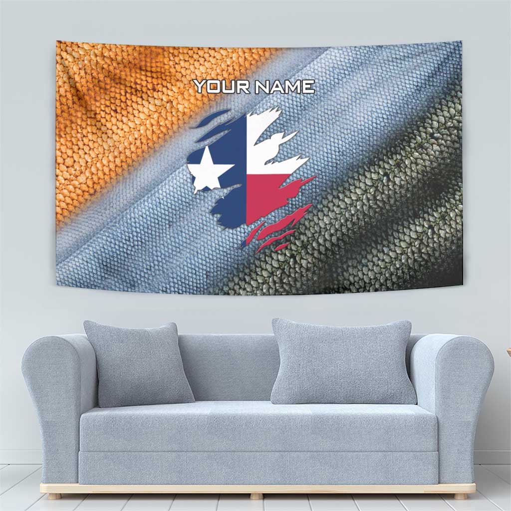 Custom Texas Flag Tapestry with Ripped Effect and Fish Scale Pattern - Wonder Print Shop