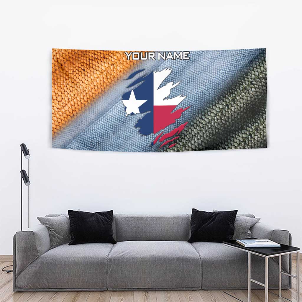 Custom Texas Flag Tapestry with Ripped Effect and Fish Scale Pattern - Wonder Print Shop
