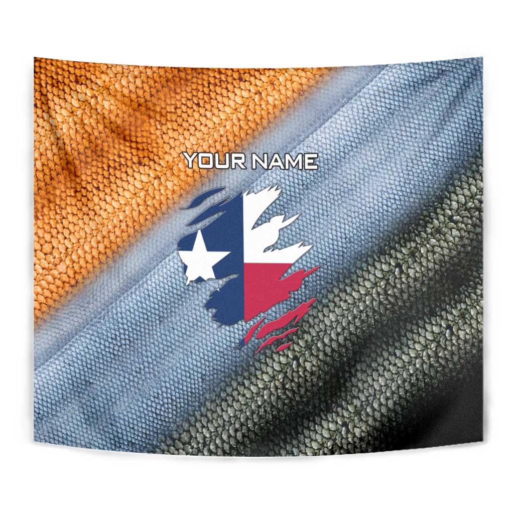 Custom Texas Flag Tapestry with Ripped Effect and Fish Scale Pattern - Wonder Print Shop