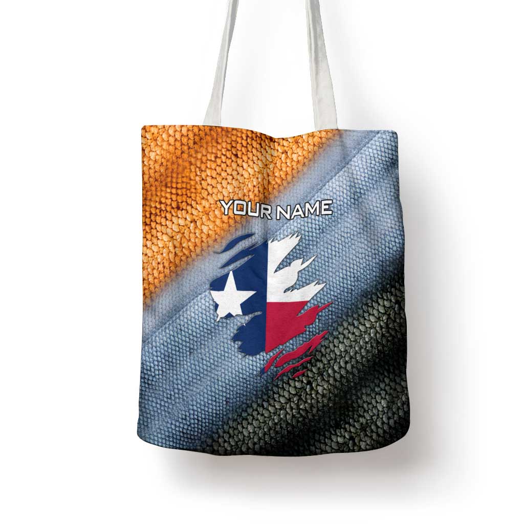Custom Texas Flag Tote Bag with Ripped Effect and Fish Scale Pattern - Wonder Print Shop