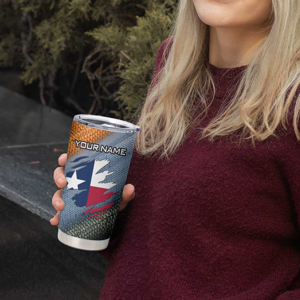Custom Texas Flag Tumbler Cup with Ripped Effect and Fish Scale Pattern - Wonder Print Shop