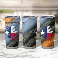 Custom Texas Flag Tumbler Cup with Ripped Effect and Fish Scale Pattern - Wonder Print Shop