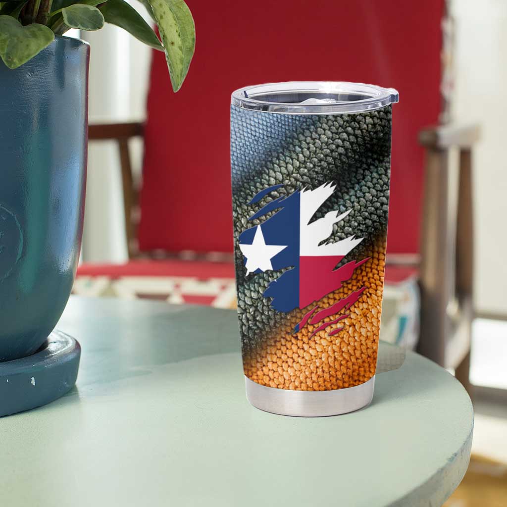 Custom Texas Flag Tumbler Cup with Ripped Effect and Fish Scale Pattern - Wonder Print Shop