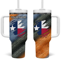 Custom Texas Flag Tumbler With Handle with Ripped Effect and Fish Scale Pattern - Wonder Print Shop