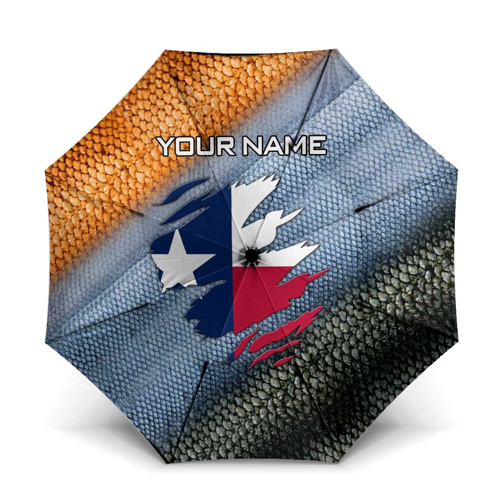 Custom Texas Flag Umbrella with Ripped Effect and Fish Scale Pattern - Wonder Print Shop