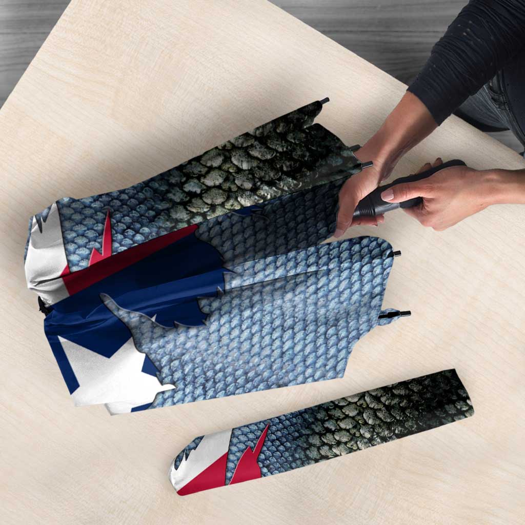 Custom Texas Flag Umbrella with Ripped Effect and Fish Scale Pattern - Wonder Print Shop