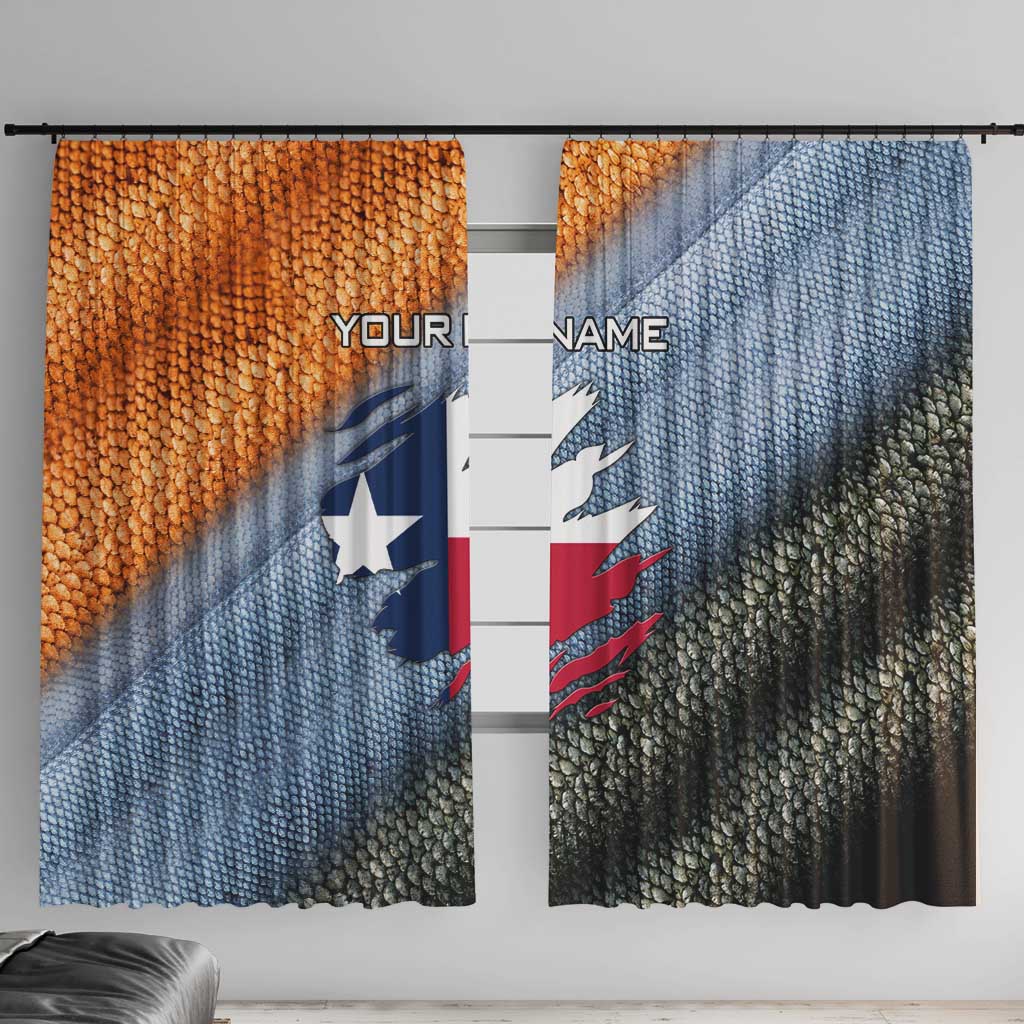 Custom Texas Flag Window Curtain with Ripped Effect and Fish Scale Pattern - Wonder Print Shop