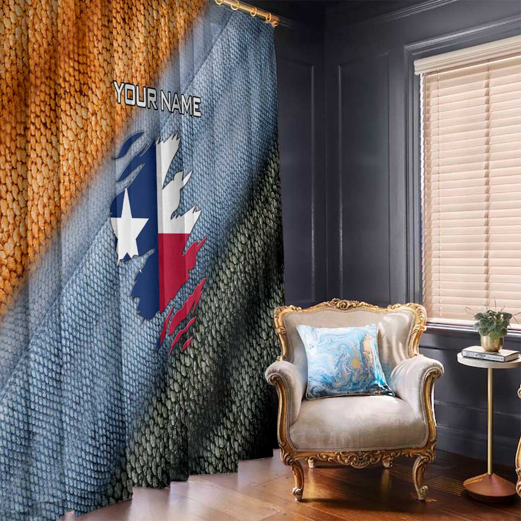 Custom Texas Flag Window Curtain with Ripped Effect and Fish Scale Pattern - Wonder Print Shop