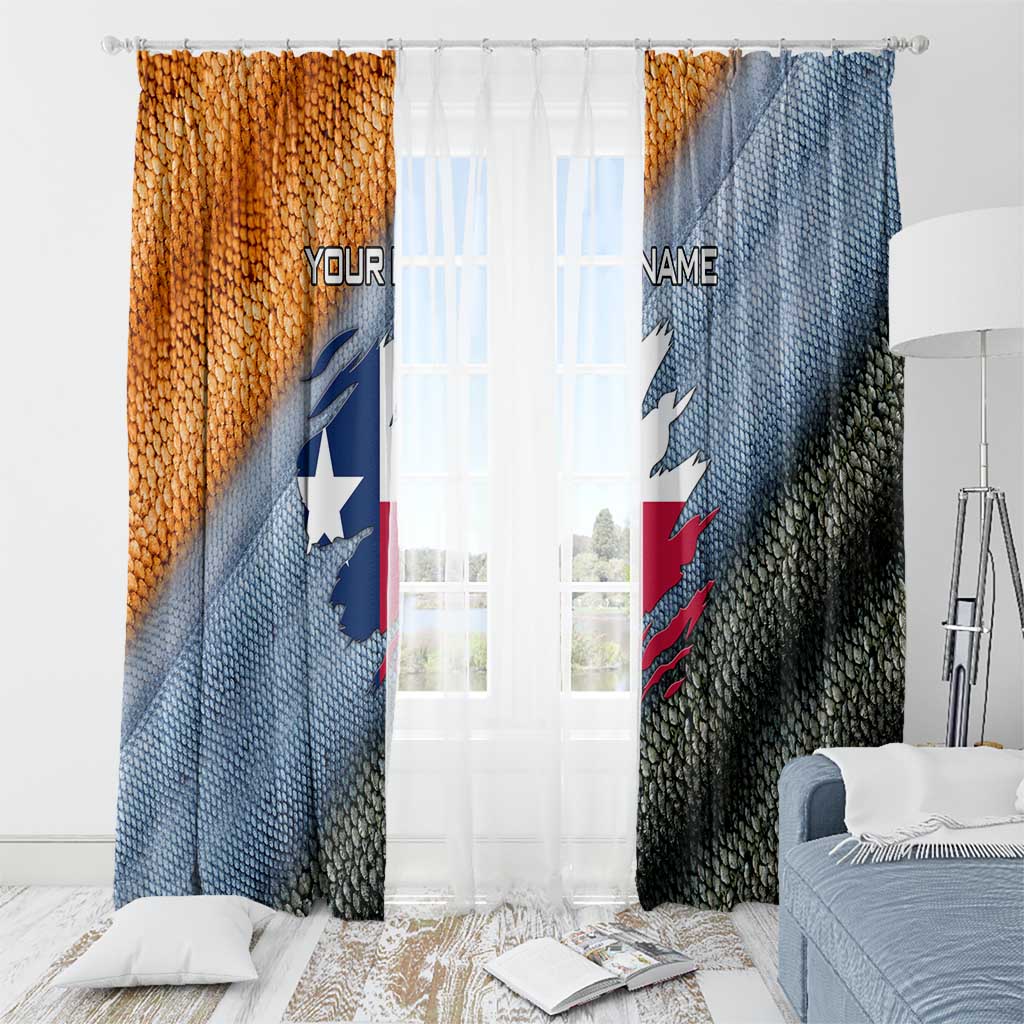 Custom Texas Flag Window Curtain with Ripped Effect and Fish Scale Pattern - Wonder Print Shop