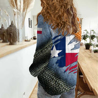 Custom Texas Flag Women Casual Shirt with Ripped Effect and Fish Scale Pattern - Wonder Print Shop
