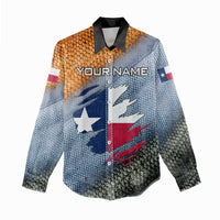 Custom Texas Flag Women Casual Shirt with Ripped Effect and Fish Scale Pattern - Wonder Print Shop