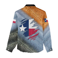Custom Texas Flag Women Casual Shirt with Ripped Effect and Fish Scale Pattern - Wonder Print Shop