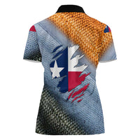 Custom Texas Flag Women Polo Shirt with Ripped Effect and Fish Scale Pattern - Wonder Print Shop