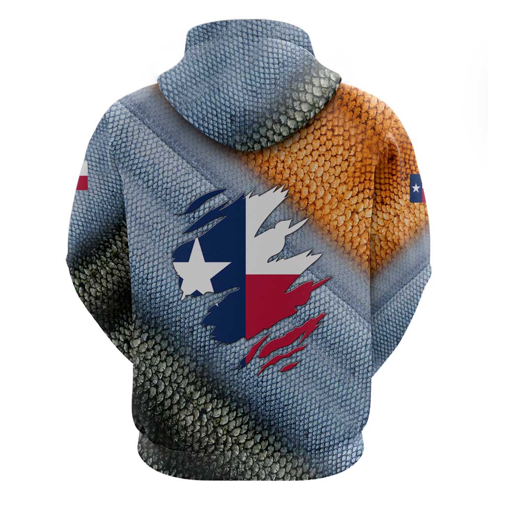 Custom Texas Flag Zip Hoodie with Ripped Effect and Fish Scale Pattern - Wonder Print Shop
