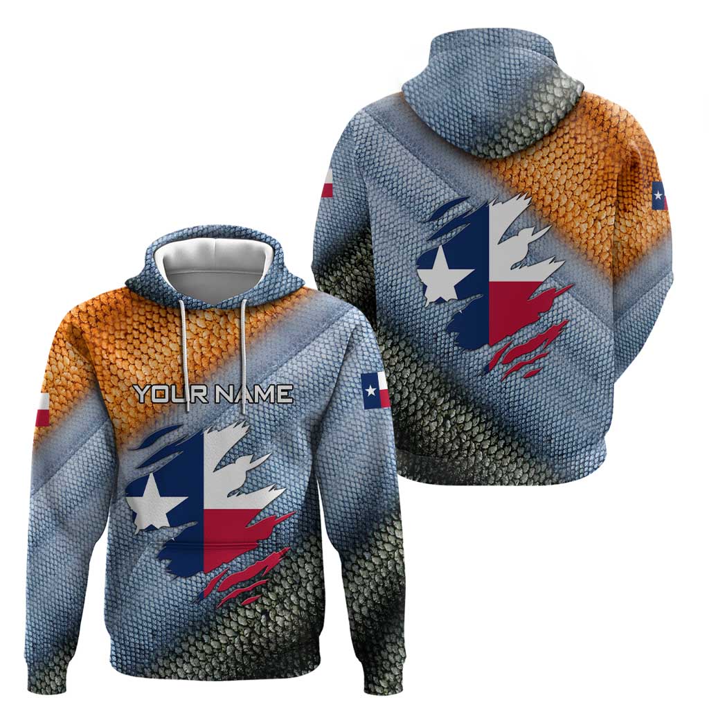 Custom Texas Flag Zip Hoodie with Ripped Effect and Fish Scale Pattern - Wonder Print Shop