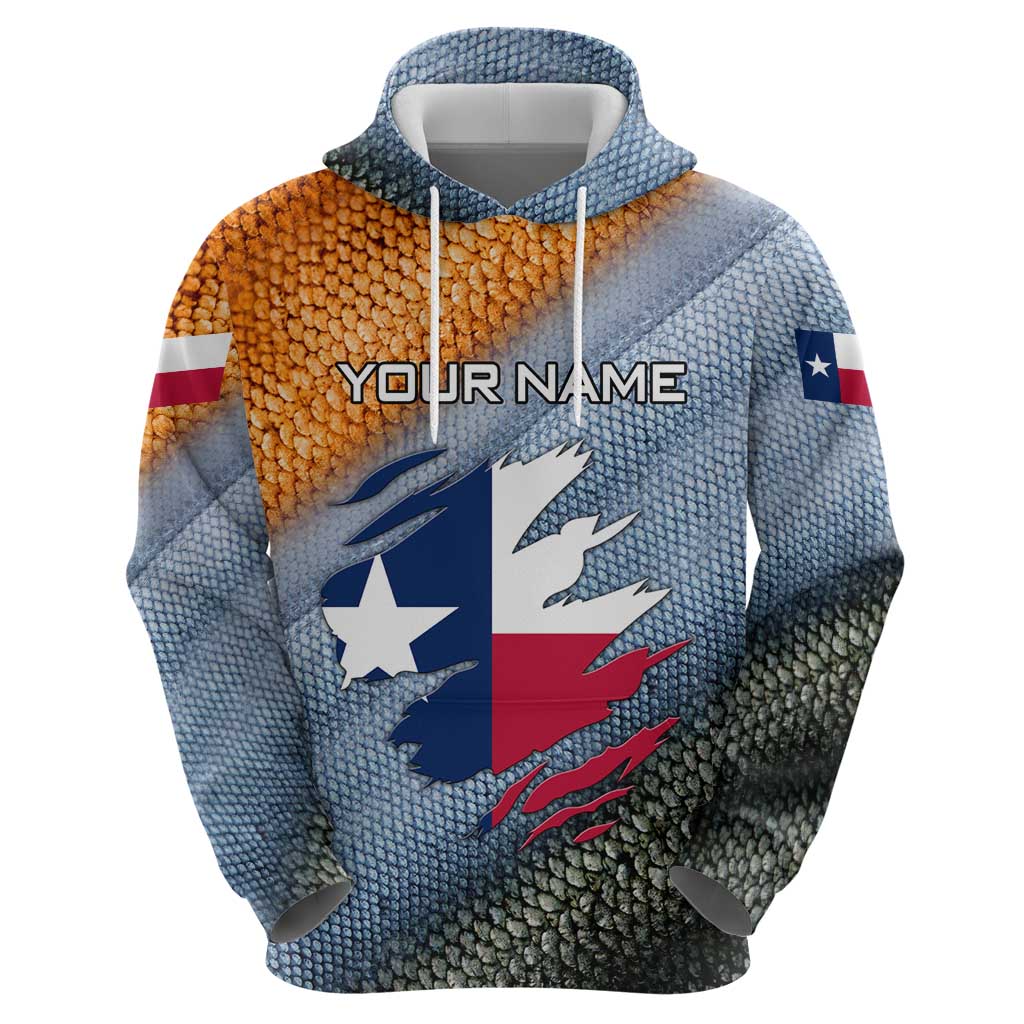 Custom Texas Flag Zip Hoodie with Ripped Effect and Fish Scale Pattern - Wonder Print Shop