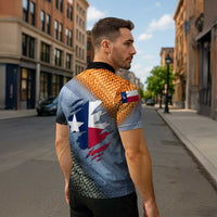 Custom Texas Flag Zipper Polo Shirt with Ripped Effect and Fish Scale Pattern - Wonder Print Shop