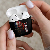 Custom American Flag Skull AirPods Case with Bowling Pins Flame Effect and Grunge Pattern - Wonder Print Shop