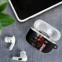 Custom American Flag Skull AirPods Case with Bowling Pins Flame Effect and Grunge Pattern - Wonder Print Shop