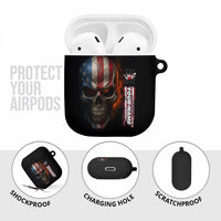 Custom American Flag Skull AirPods Case with Bowling Pins Flame Effect and Grunge Pattern - Wonder Print Shop