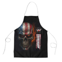 Custom American Flag Skull Apron with Bowling Pins Flame Effect and Grunge Pattern - Wonder Print Shop