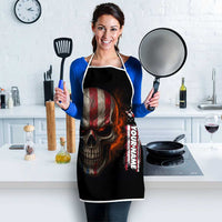 Custom American Flag Skull Apron with Bowling Pins Flame Effect and Grunge Pattern - Wonder Print Shop