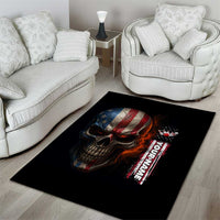 Custom American Flag Skull Area Rug with Bowling Pins Flame Effect and Grunge Pattern - Wonder Print Shop