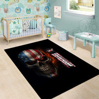 Custom American Flag Skull Area Rug with Bowling Pins Flame Effect and Grunge Pattern - Wonder Print Shop