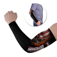 Custom American Flag Skull Arm Sleeves with Bowling Pins Flame Effect and Grunge Pattern - Wonder Print Shop